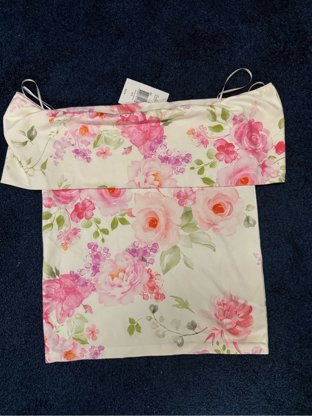 Guess Floral Off-Shoulder Tube Top in Pink and Green